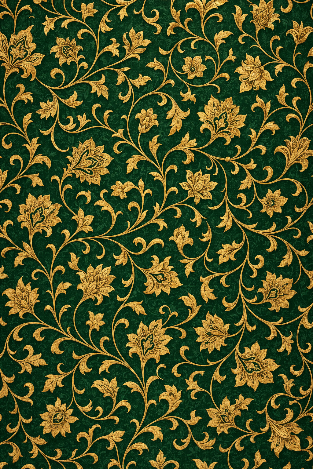 Islamic Arabesque Floral Pattern — Gold on Emerald Green
